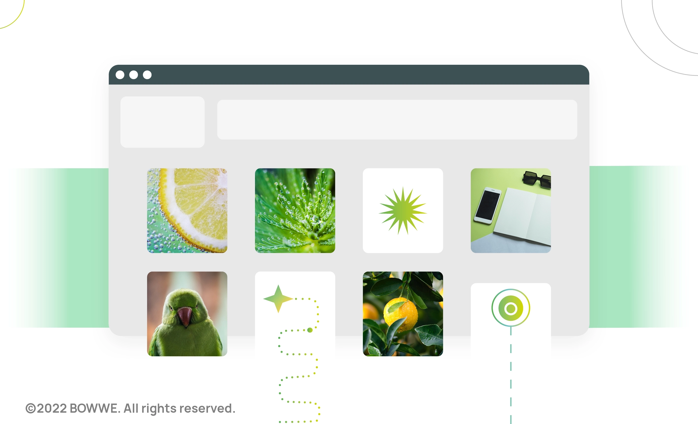 Grafika z układem landing page oraz galerią zdjęć